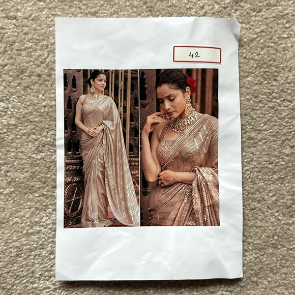 Gold Sequin Saree - Picture 2 of 8